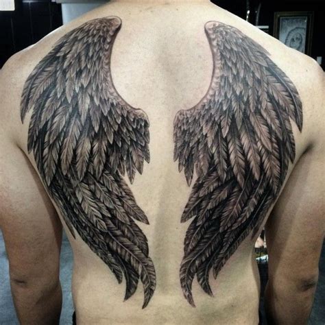 angel wing back tattoos for guys|realistic angel wing tattoos.